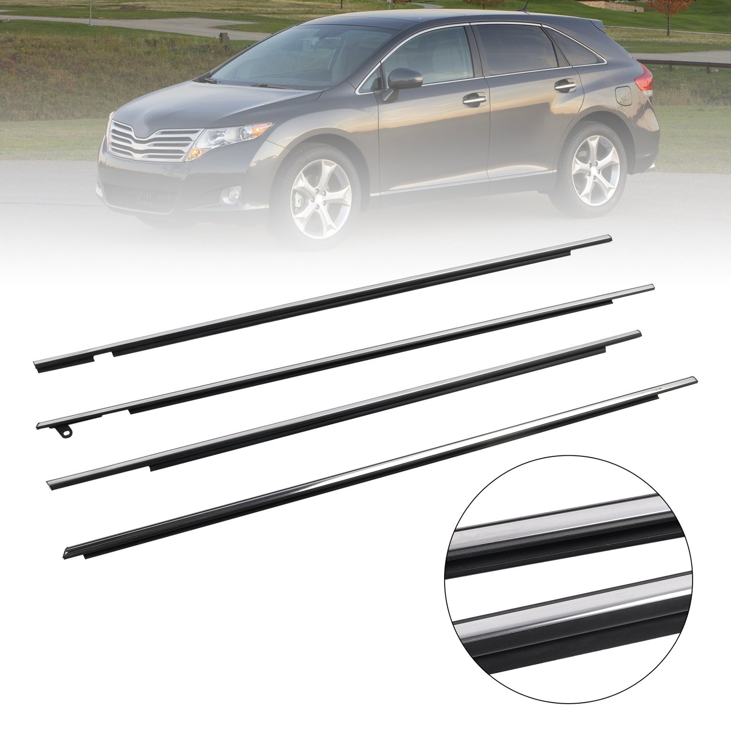 4pcs Chrome Outside Window Moulding Weatherstrip Seal For Toyota Venza 09-16 US