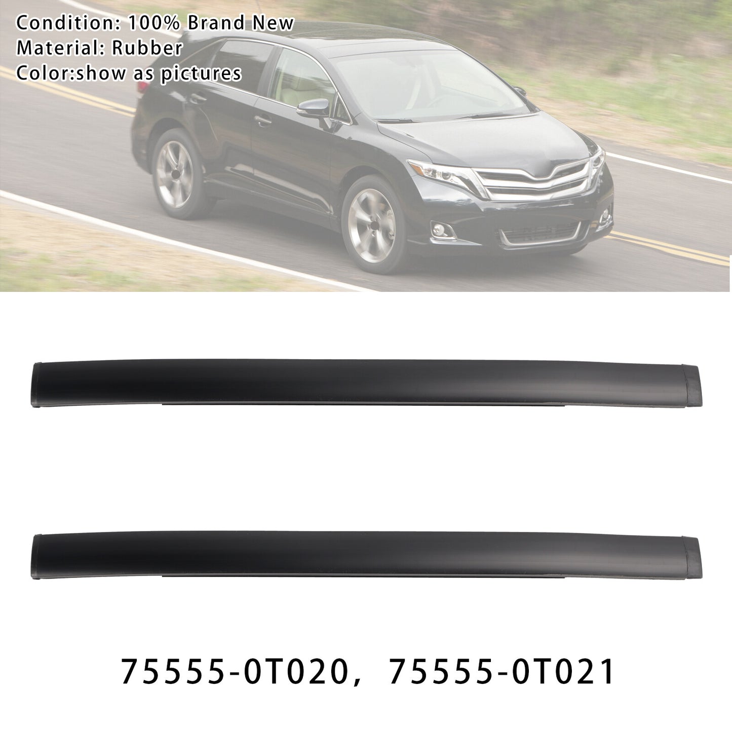 2PCS Roof Drip Molding Trim Left & Right Side Rubber For Toyota Venza LE 12-15
