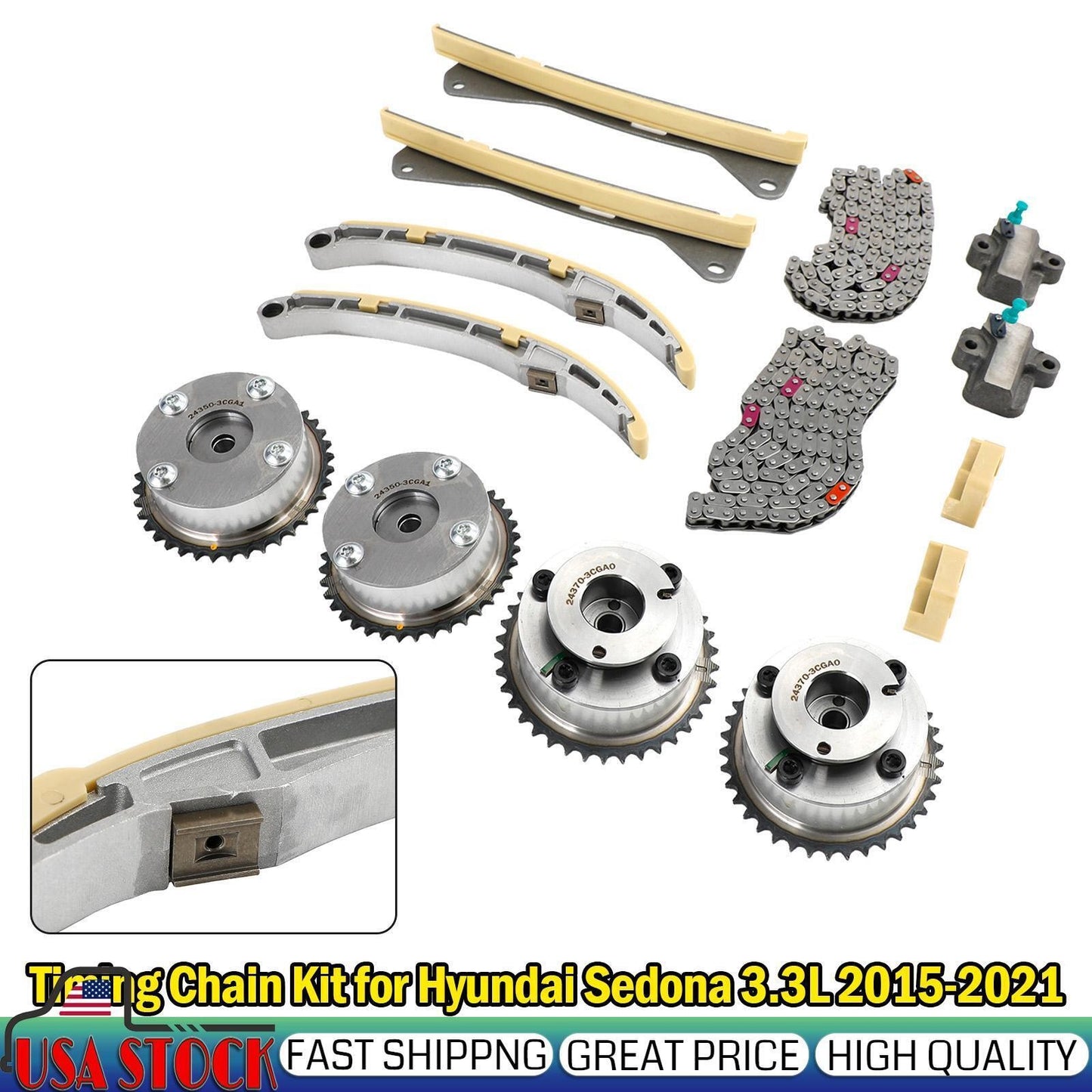 Timing Chain Kit for Hyundai Sedona 3.3L 2015-2021 24350-3CGA1 24410-3CGA3