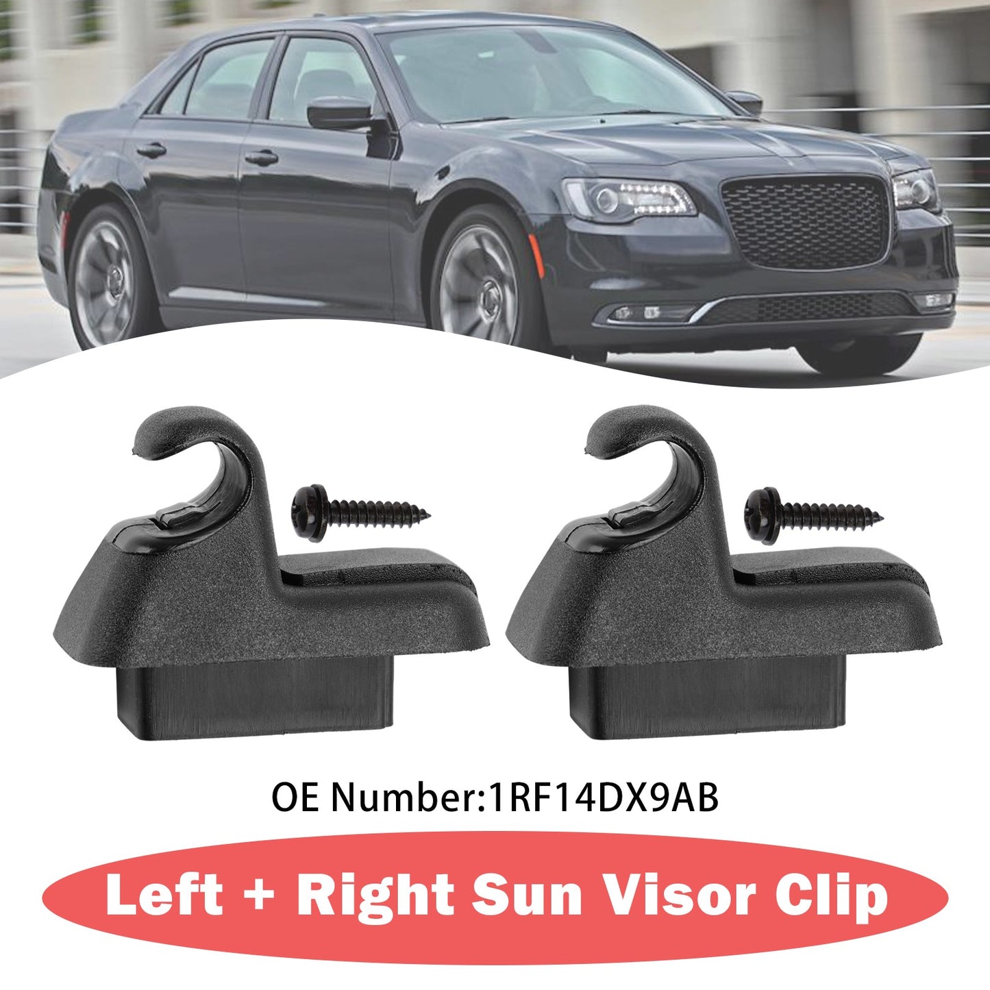 2x Black Sun Visor Clip 1RF14DX9AB Fit For Chrysler 300 Dodge Charger 2011-2020