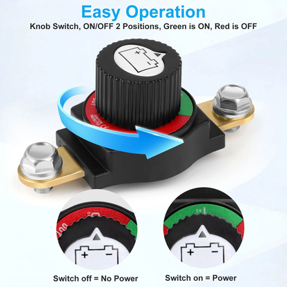 Side Post Battery Disconnect Switch Heavy Duty 12-48V Cut Off Master Kill Switch