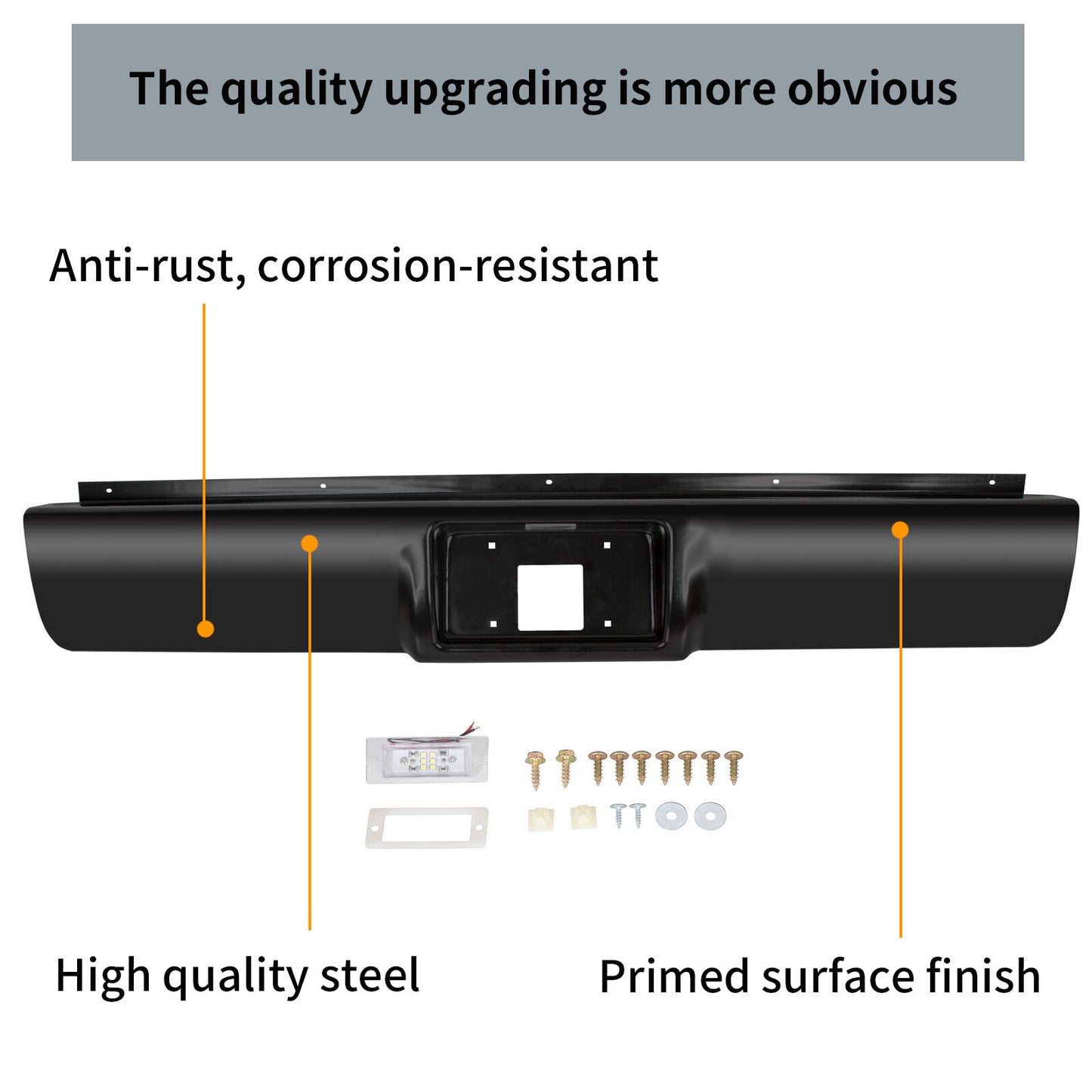 Solid Spare For 1988-1998 Chevy GMC C/K1500 2500 3500 Rear Bumper Roll pan w/ License Plate