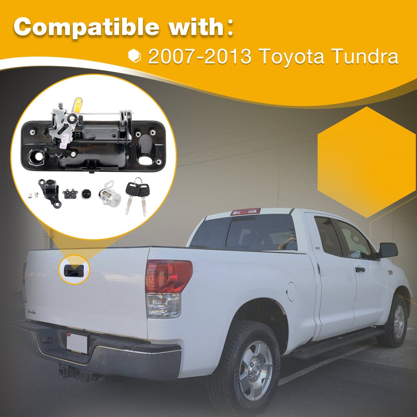 Tailgate Handle Latch w/ Camera Hole & Lock Cylinder Key For 07-13 Toyota Tundra