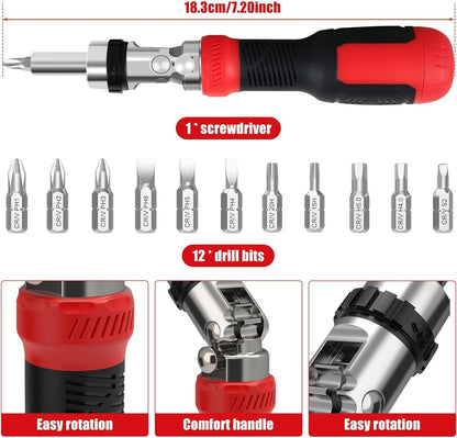 Multi Bit Screw Driver Ratcheting Screwdriver for Phillips Star Flat Square Bit