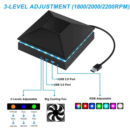 RGB Cooling Fan for Xbox Series X Game Console Vertical Stand Cooler Accessories