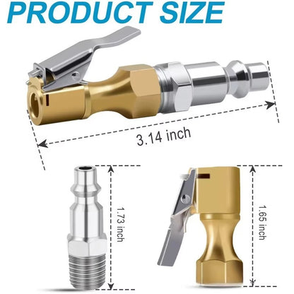 3 PCs 250PSI Brass Lock-on Air Chuck with Tire Inflator Valve 1/4 in. NPT