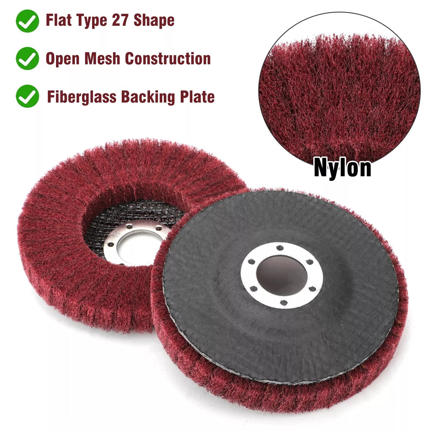 5PCS 4-1/2" Nylon Flap Disc Metal Polishing Buffing Wheel Pads for Grinder 4.5in