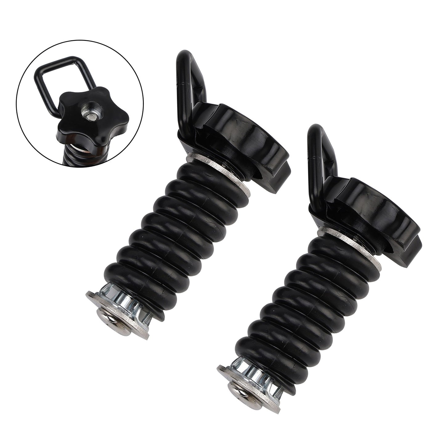 2X Tie Down Anchor With D-Ring 1" Black Black For Polaris Rzr 570 800 900 1000