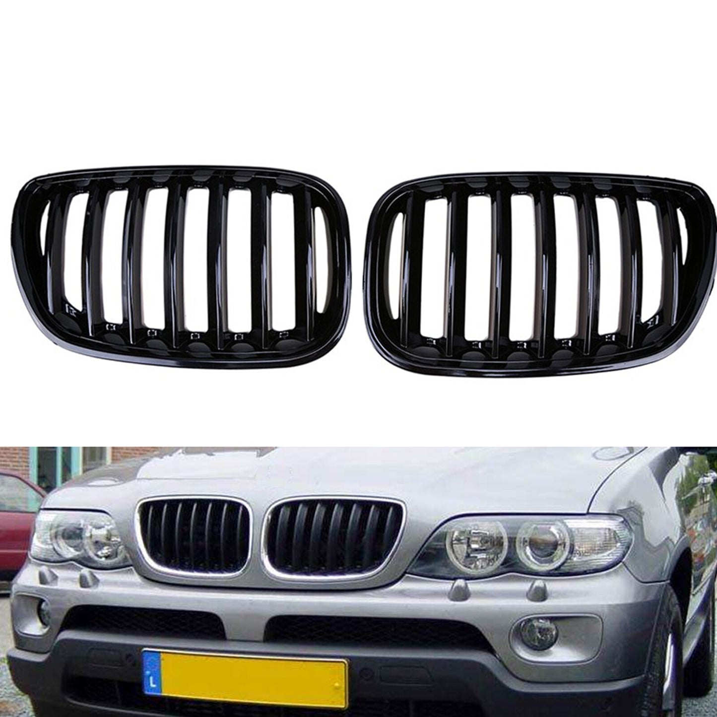 Gloss Black Front Kidney Grill Grille Fit BMW X5 E53 2004-2006 X Series USA