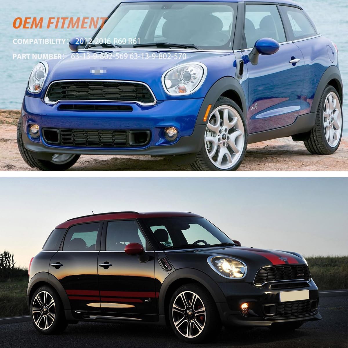 For Mini Cooper Countryman 2012-2017 R60 R61 Fender Side Marker Light Smoke Lens