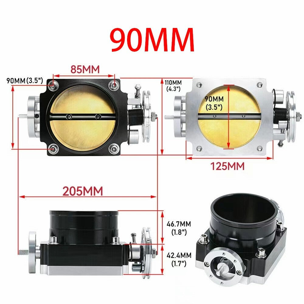 Throttle Body Universal 90MM 3.5" Adapter High Flow Aluminum Intake Manifold