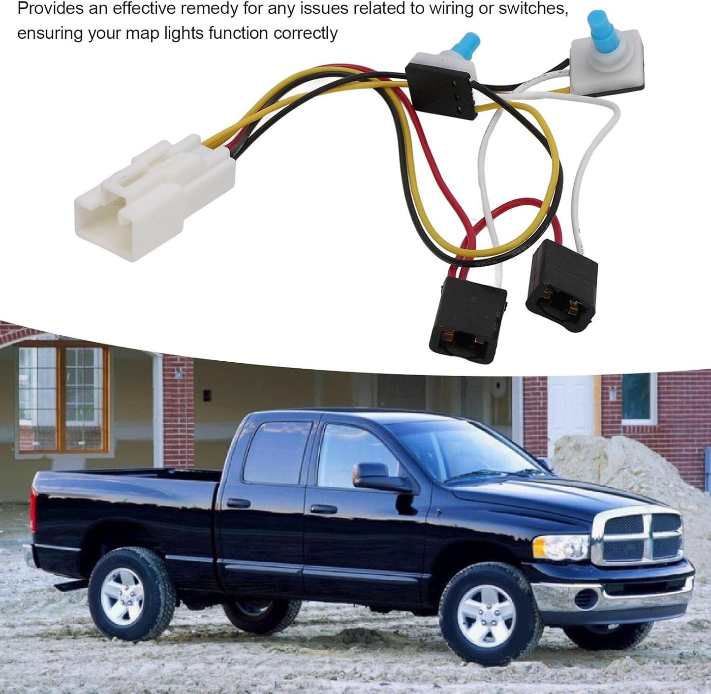 Overhead Console Map Light Wiring w/Switches Fit for 1999-02 Dodge Ram 2500 3500