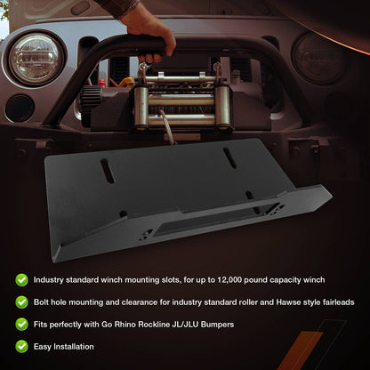 Winch Mounting Plate Mount Bracket For Go Rhino Rockline Jeep Gladiator JL JT
