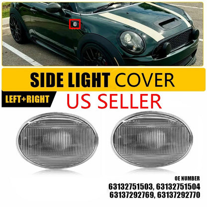 2X LED Side Marker Fender Light For Mini Cooper S R55 R56 R57 R58 R59 Clear Lens
