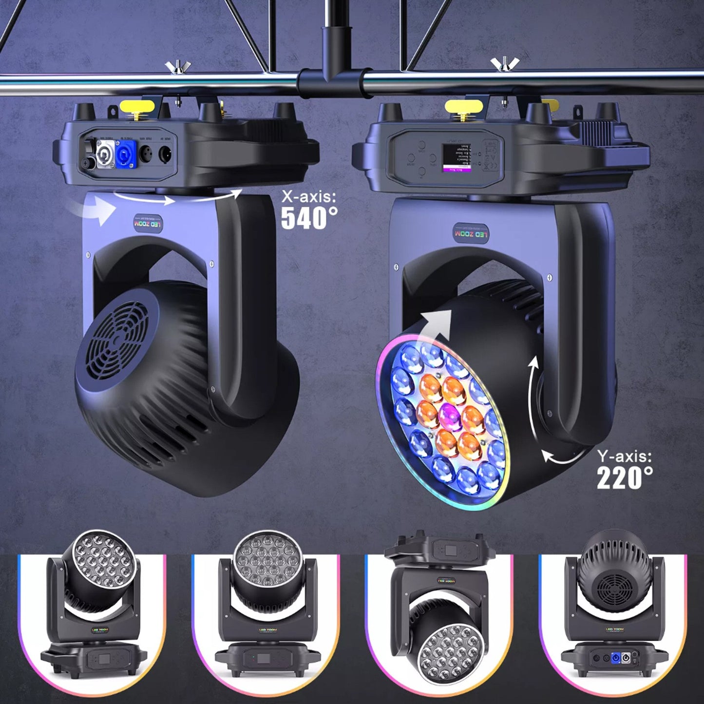 19x20W LED Zoom Moving Head Stage Light RGBW DMX Beam Wash Lighting DJ Disco