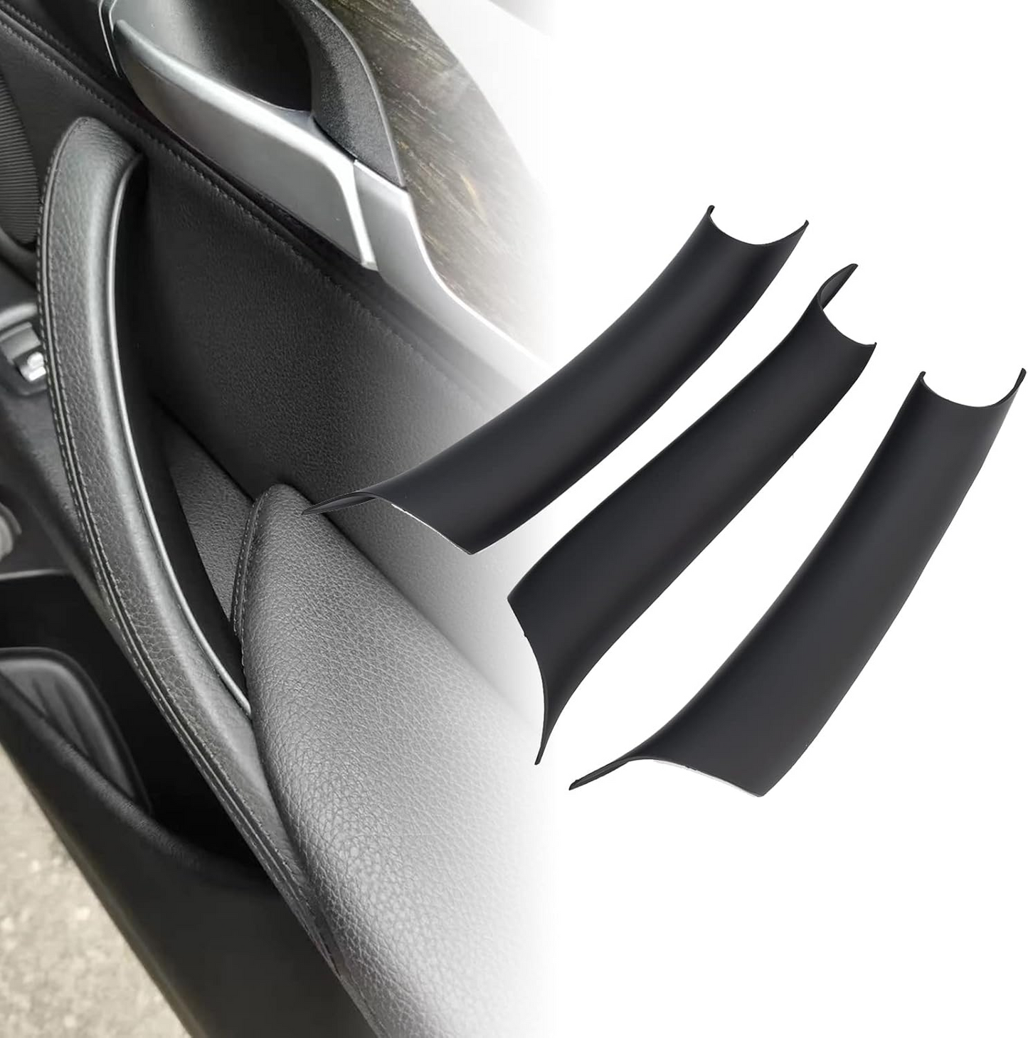 Black Inner Door Panel Handle Pull Trim Cover For BMW X5 X6 F15 F16 2014-2018 US
