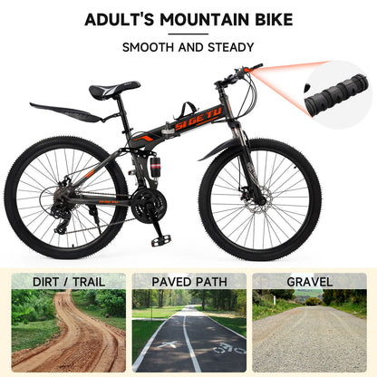 26" wheels 27 speed double disc brake folding mountain bike MTB for adults