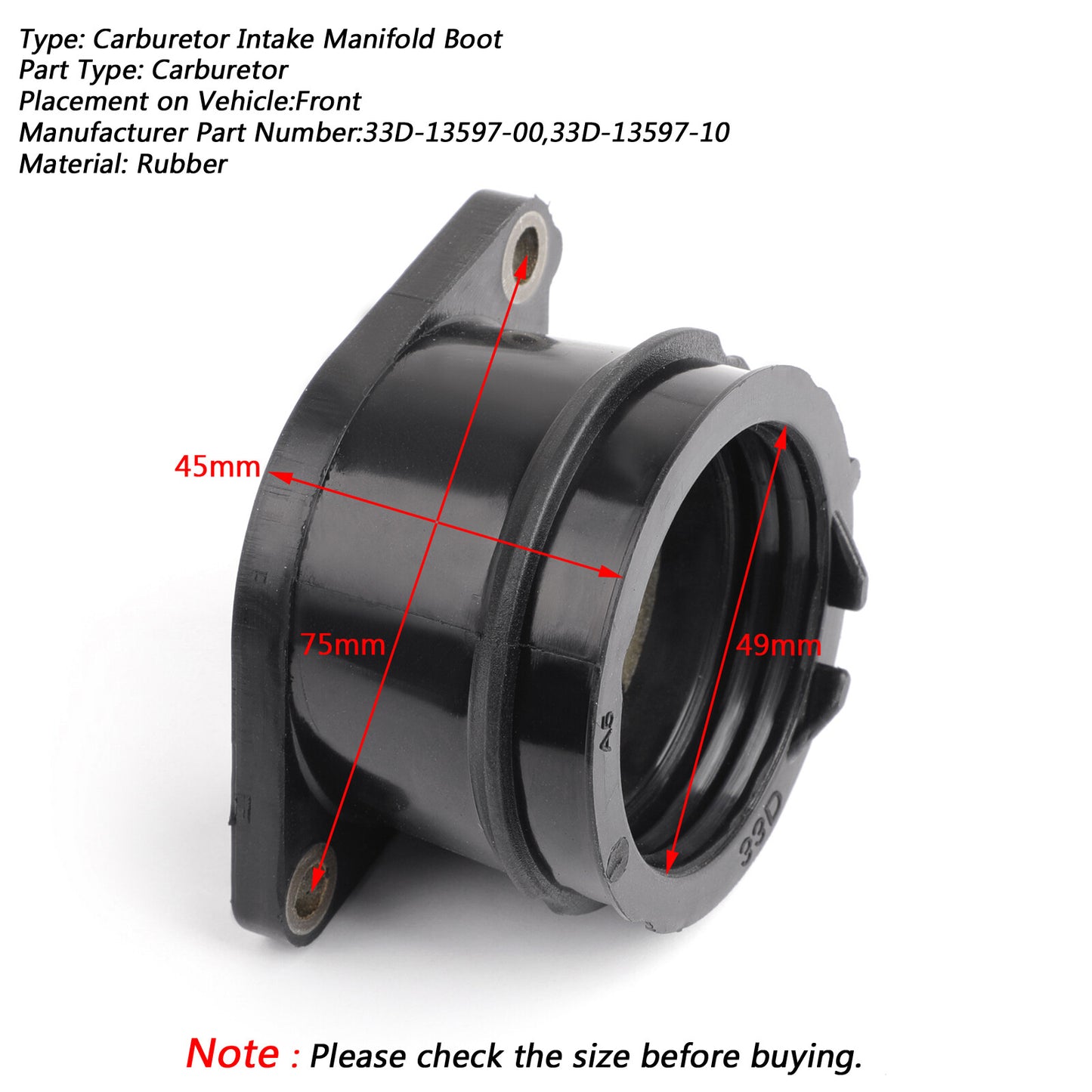 Rubber Throttle Body Intake Manifold Boot For Yamaha YZ450F 10-17 WR450F 2016