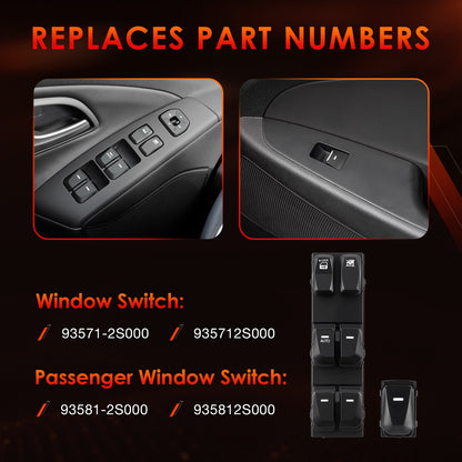 93571-2S000 Master Power Window Control Switch Kit For 2010-2015 Hyundai Tucson