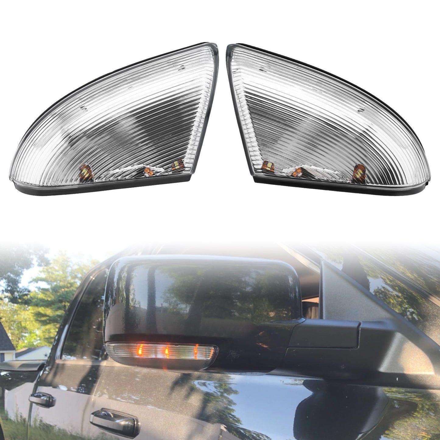 2Pcs LED Mirror Turn Signal Lights Puddle Lamps For 2009-18 Dodge Ram 1500 2500