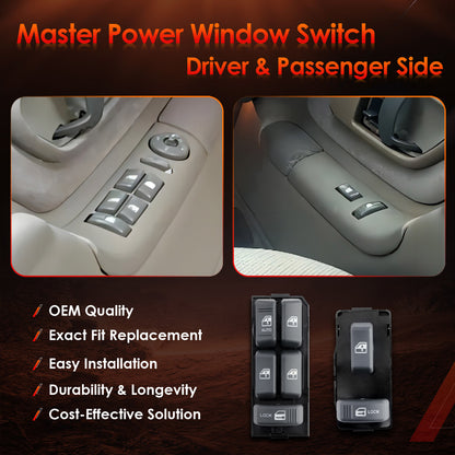 Master Power Window Switch Driver & Passenger Side For Chevy GMC C/K 1500-3500