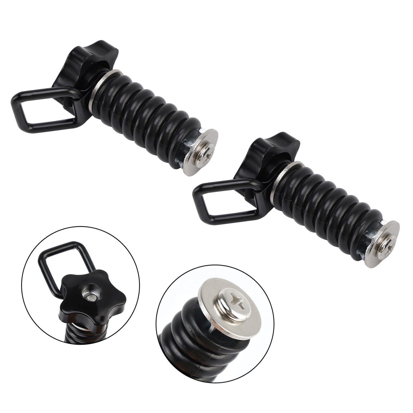 2X Tie Down Anchor With D-Ring 1" Black Black For Polaris Rzr 570 800 900 1000