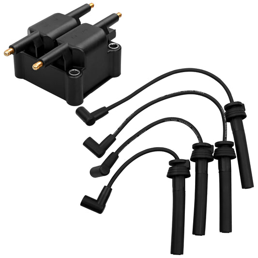 Solid Spare Ignition Coil & Spark Plug Wire Set For 2001-2007 Dodge Neon Stratus Jeep Libert
