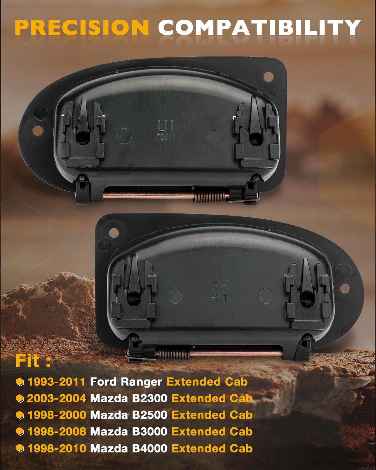 Interior Door Handles Rear Driver & Passenger Side For 1993-11 Ford Ranger Mazda