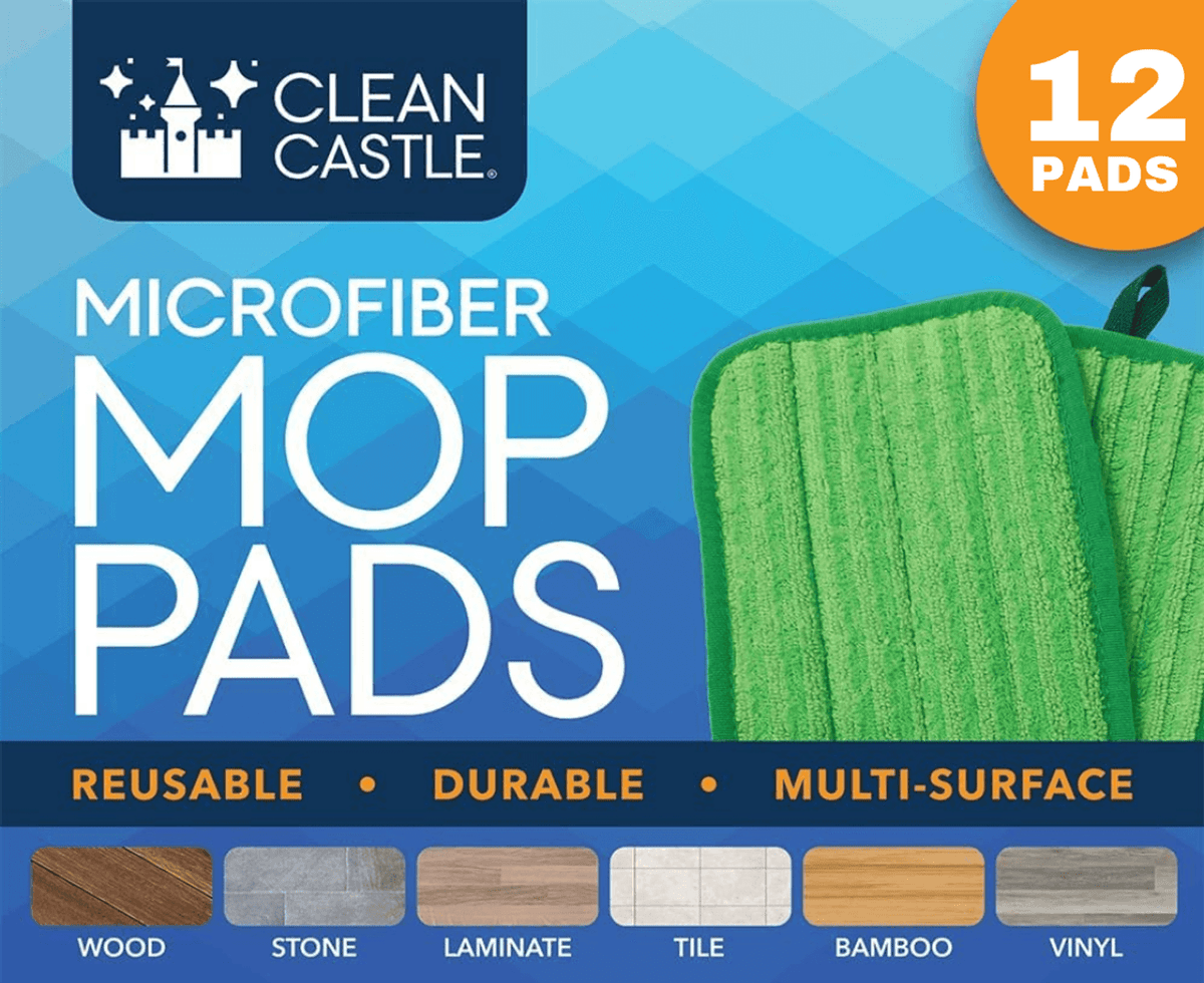 Solid Spare Clean Castle 12" Reusable Premium Microfiber Mop Pads - 12 PACK