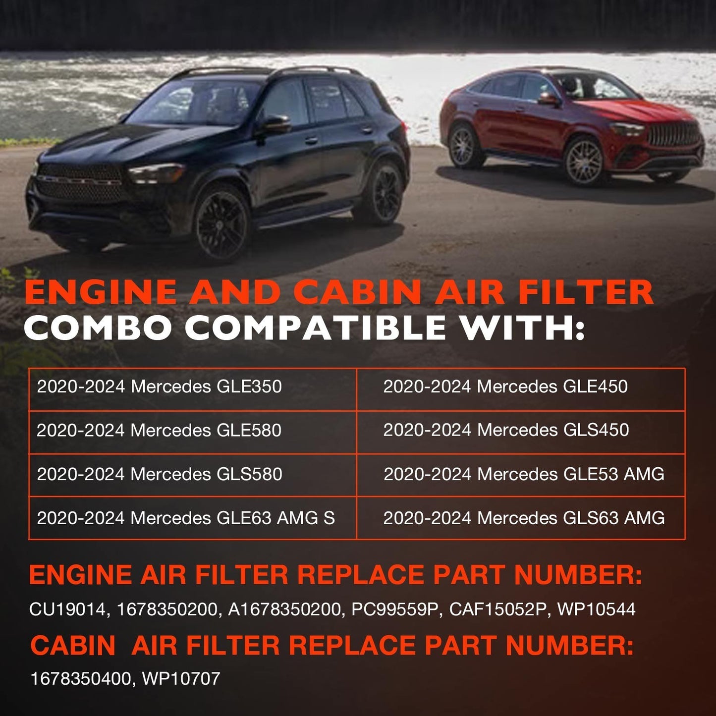 Cabin Air Filter Kit For Mercedes-Benz  GLE350 GLE450 GLE580 GLE53 GLS450 GLS580