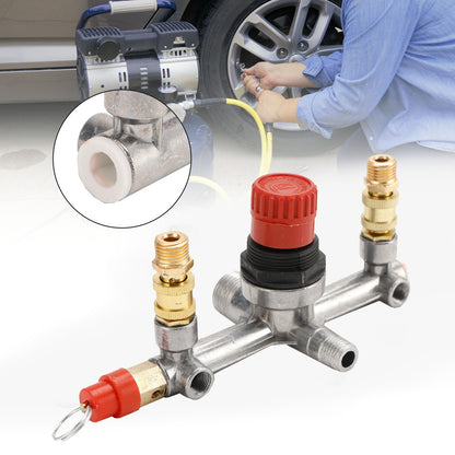 Air Compressor Pressure Valve Switch Control Manifold Regulator Gauges Tool'