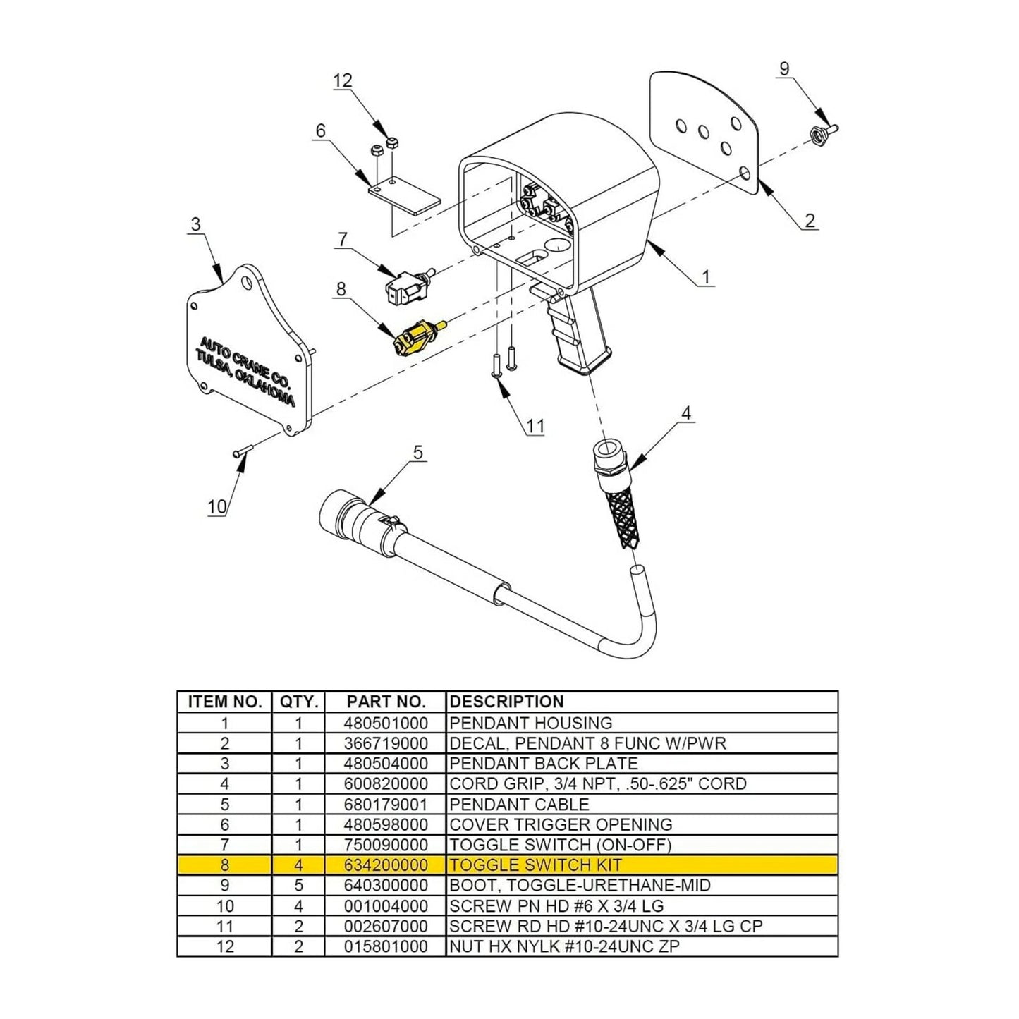 Toggle Switch For Auto Crane Fit Pistol Grip Model Pendant Transmitter 634200000
