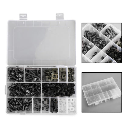 223PCS Fastener Clip Screw Bolt Kit Motor Sportbike Windscreen Fairing BK New