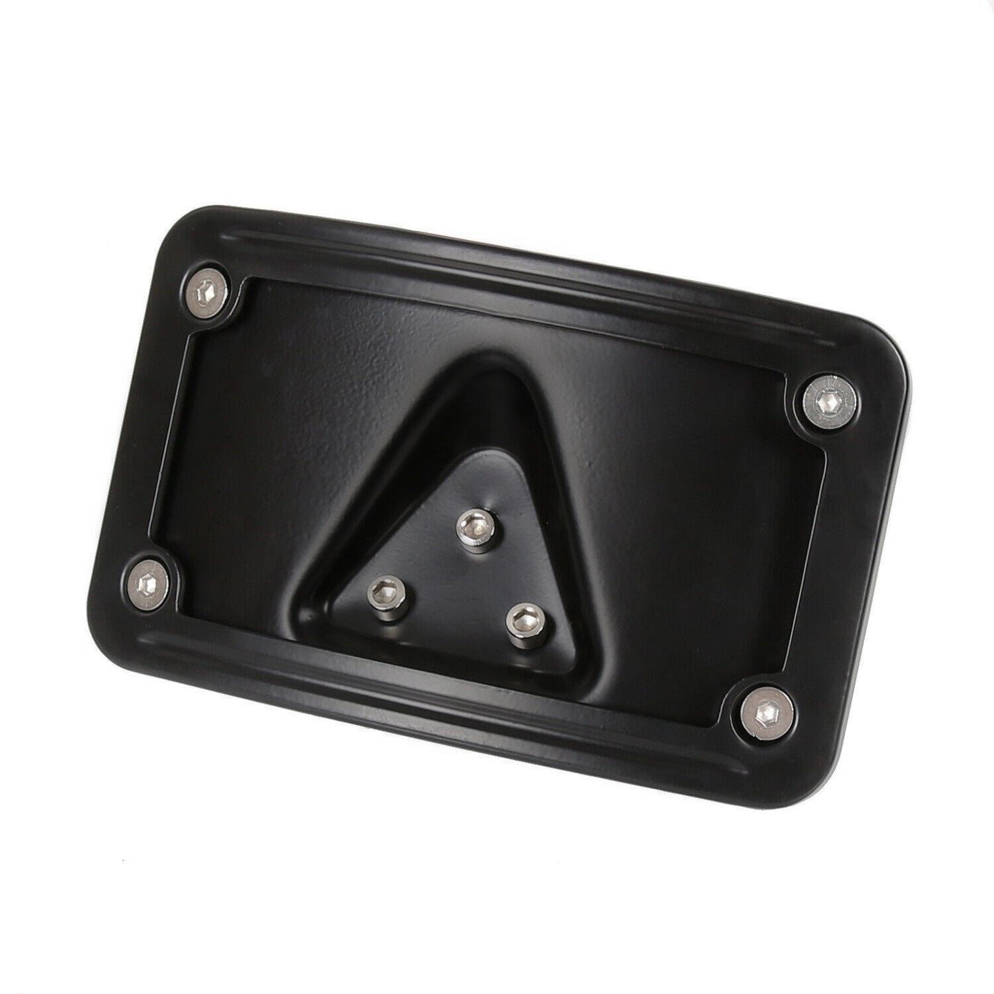 Solid Spare Curved Laydown License Plate Mount Bracket Frame For Harley Softail Dyna, Steel