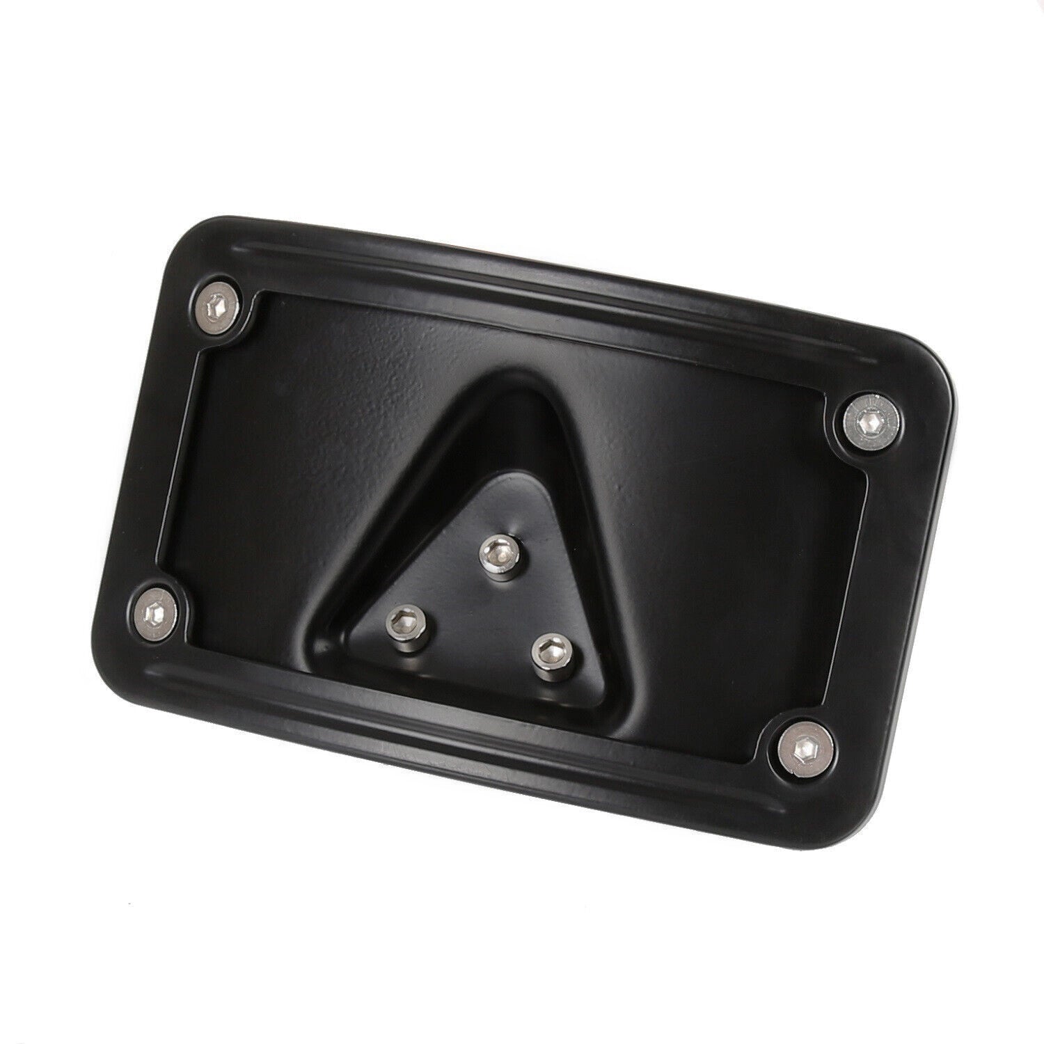 Solid Spare Curved Laydown License Plate Mount Bracket Frame For Harley Softail Dyna, Steel