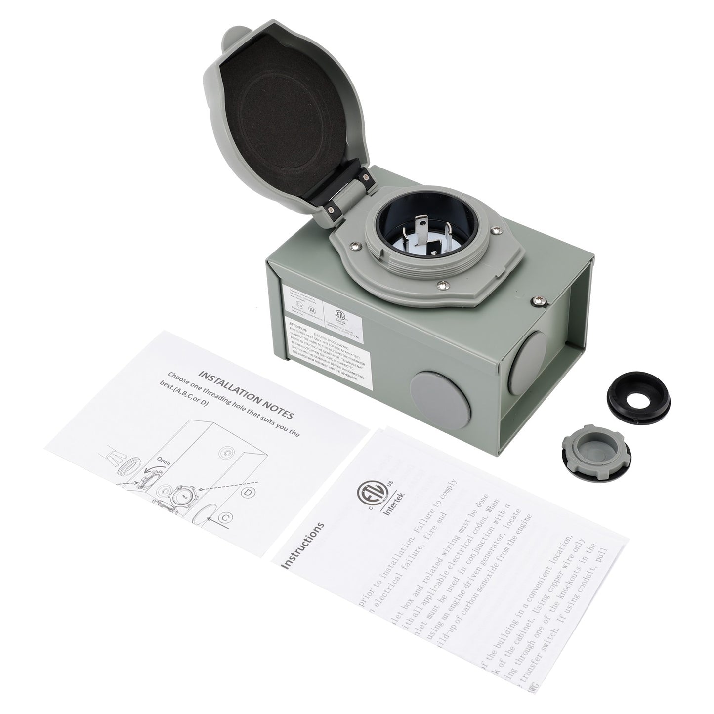 30Amp RV Generator Inlet Box NEMA SS2-50P Power Inlet Box 125/250V