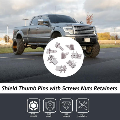 4X Shield Cover Retainer Thumb Pins & 4 Nuts for Ford F150 Edge Explorer Zinc US