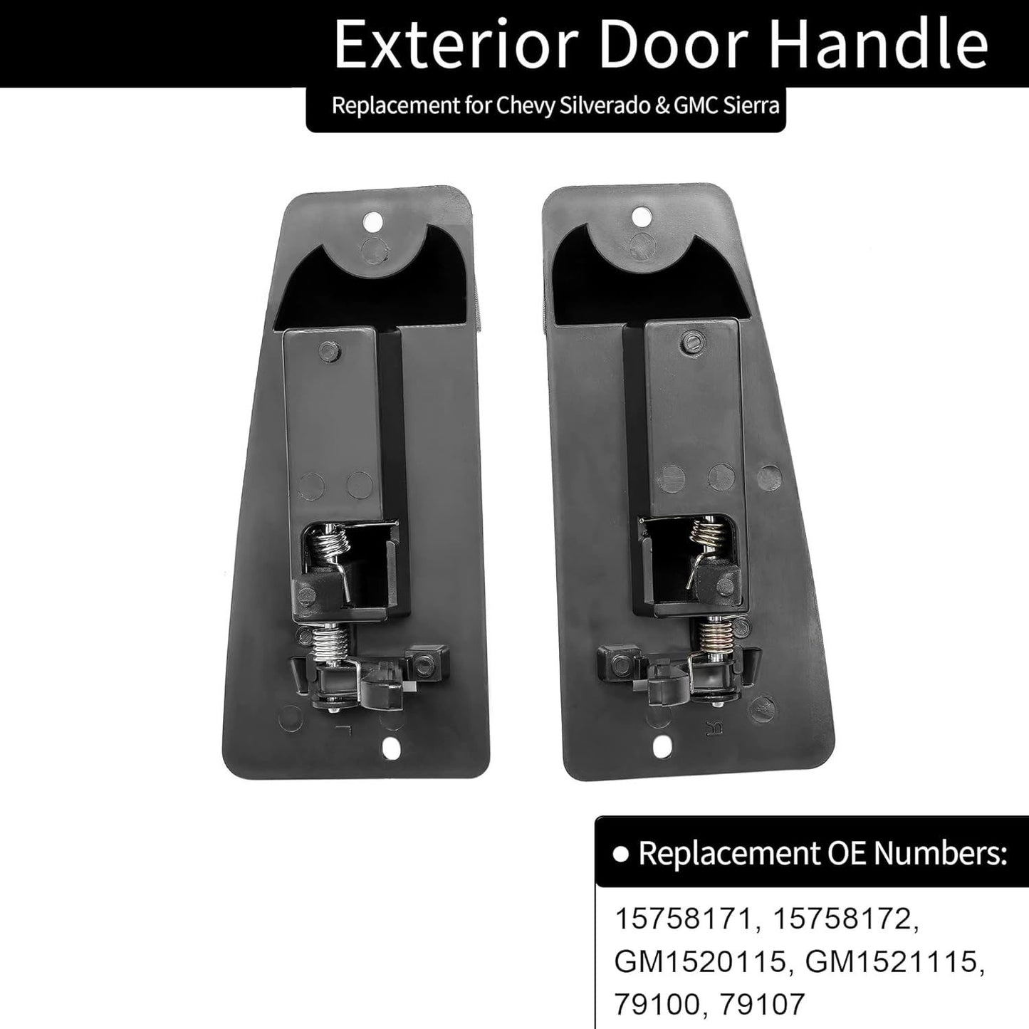 Metal Exterior Door Handles Rear Left Right For 99-07 Chevy Silverado GMC Sierra