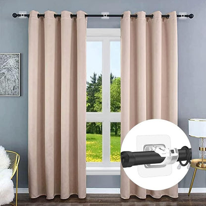10Pcs Nail Free Bracket Self Adhesive Holder Hooks Adjustable Curtain Rod Clips