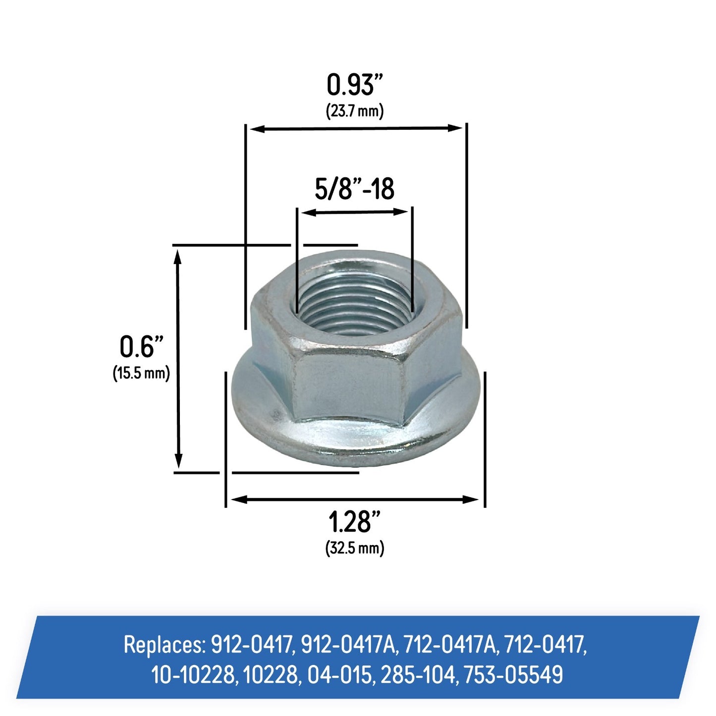 Spindle Blade Hex Nuts for MTD Cub Cadet Mower 912-0417 A, 712-0417 (3 Pack)
