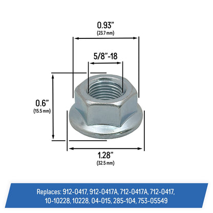 Spindle Blade Hex Nuts for MTD Cub Cadet Mower 912-0417 A, 712-0417 (3 Pack)
