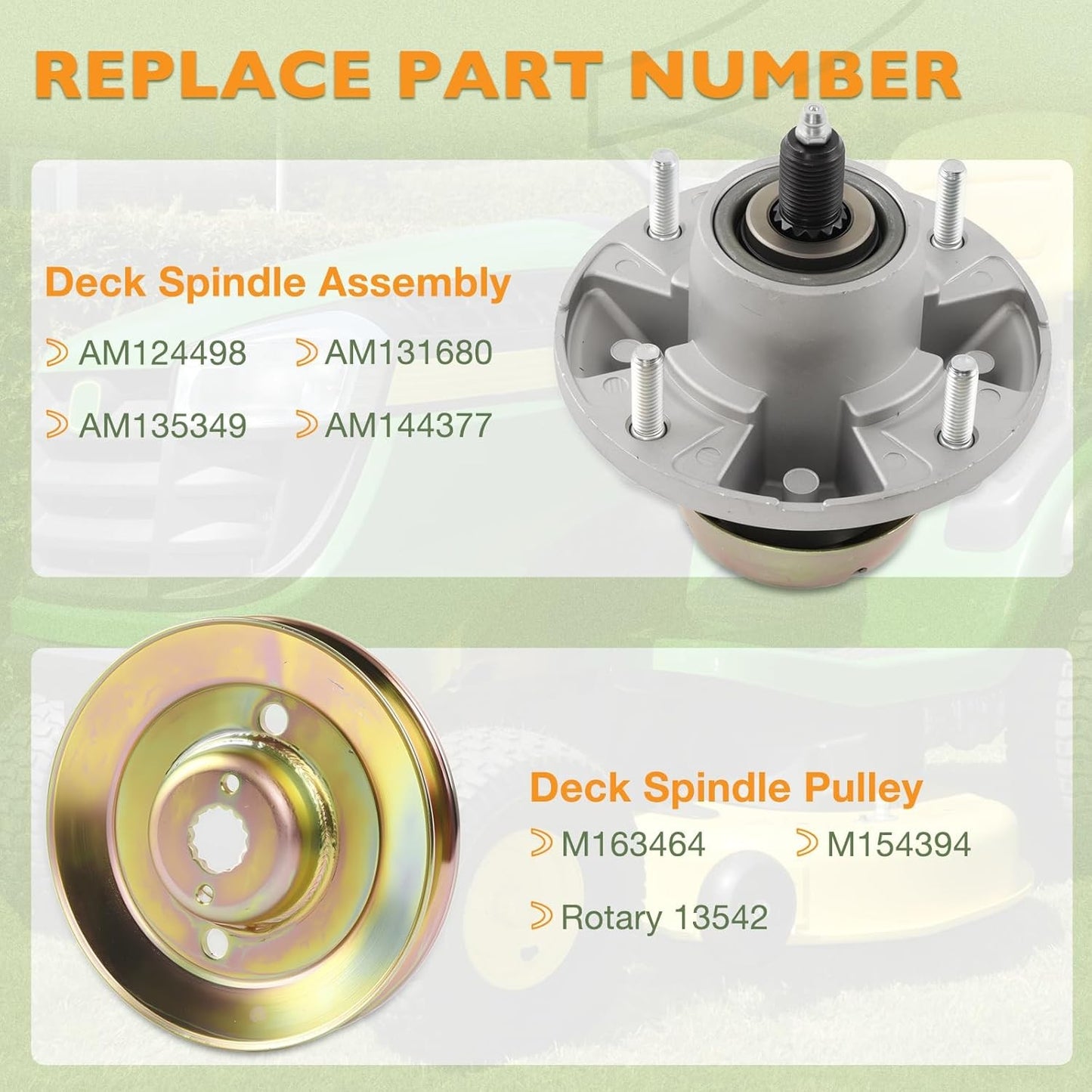 3x AM124498 Deck Spindle & Pulley For 48" 54" John Deere Z425 Z435 Z445 M163464