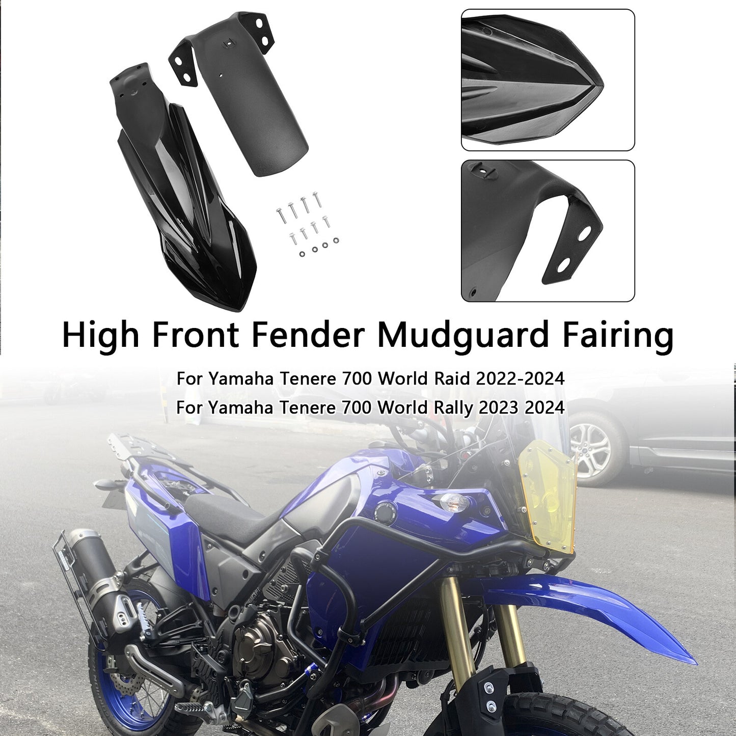 High Front Fender Mudguard Fairing For Yamaha Tenere 700 2019-2026 Black