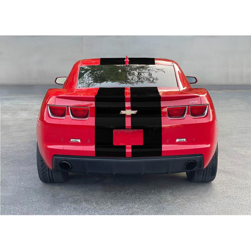9" BLACK CARBON FIBER VINYL RALLY STRIPES RACING STRIPE KIT For CHEVY CAMARO