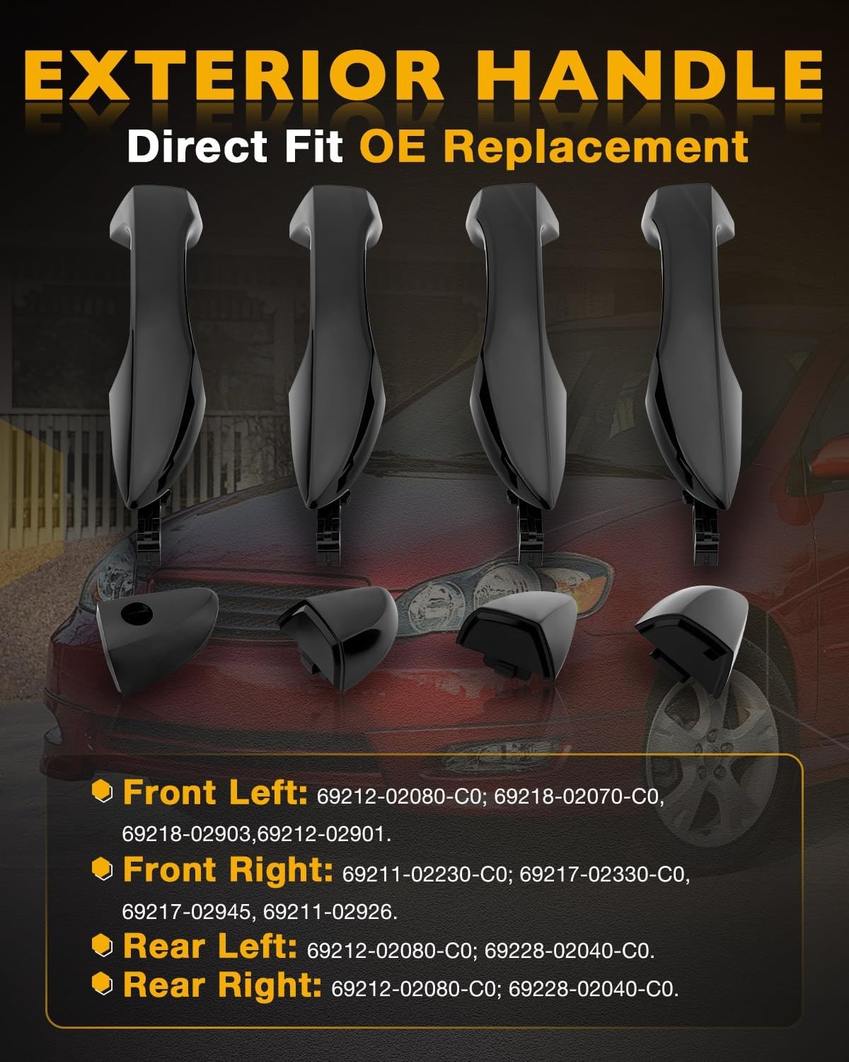 4X Outside Outer Exterior Door Handle Front & Rear Side For 14-19 Toyota Corolla