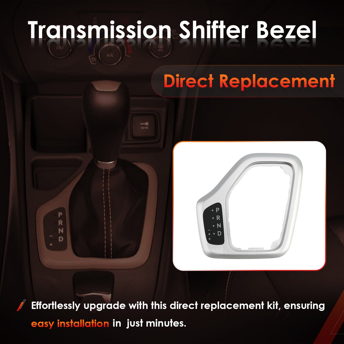 Silver Transmission Gear Shifter Bezel w/ Harness For 2014-2018 Jeep Cherokee KL