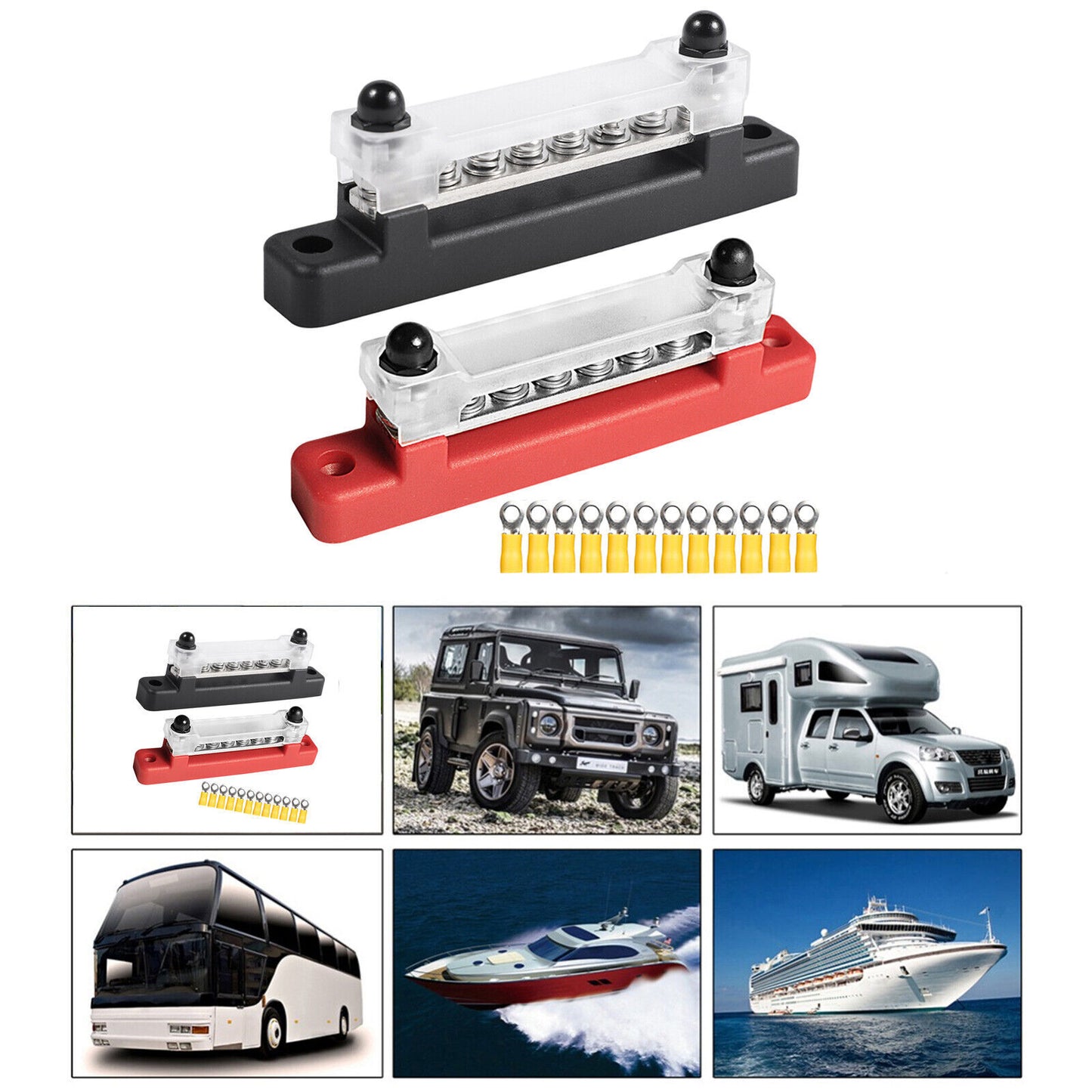 2PCS 6 Way 150A Power Distribution Terminal Block Car Marine Boat 48V Bus