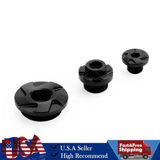 Solid Spare CRANKCASE COVER OIL FILLER PLUG KIT BLACK FOR KAWASAKI KLX450R 2008-2015