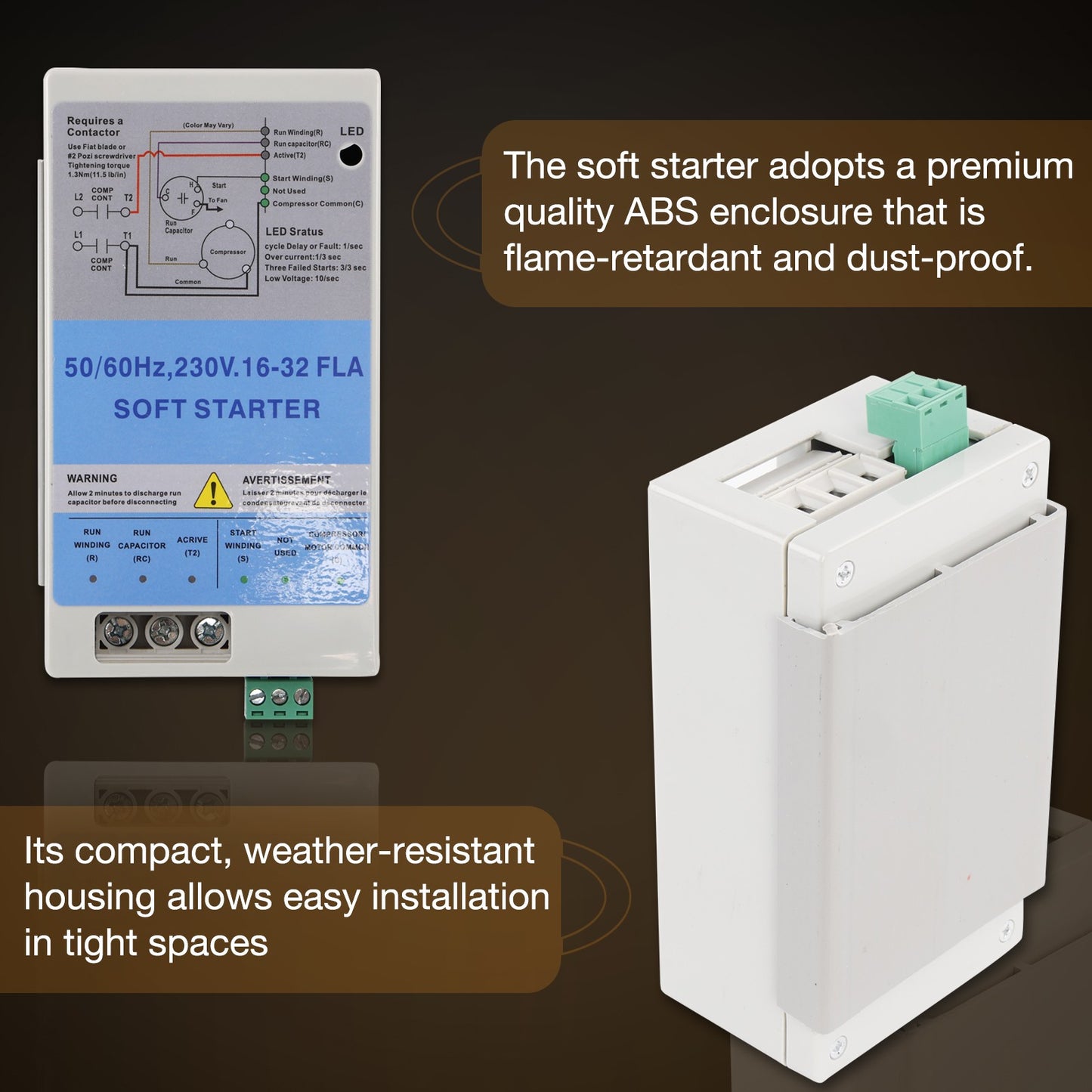 16-32A AC Soft Starter w/ Reverse Motor Protection For 4-7 Ton AC Install Kit
