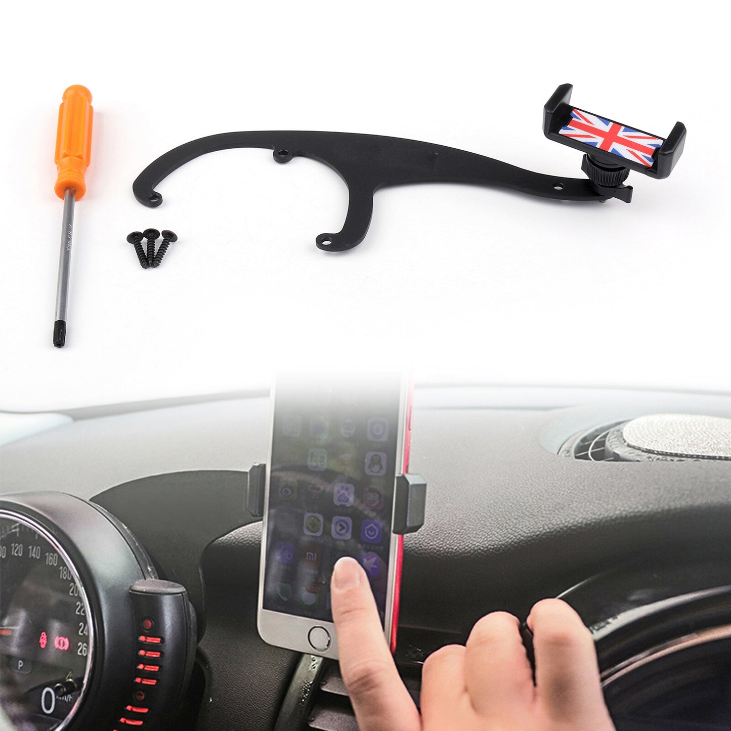 Red Union Jack Smartphone Cell Phone Mount Holder For Mini Cooper R55 R56 R57 US